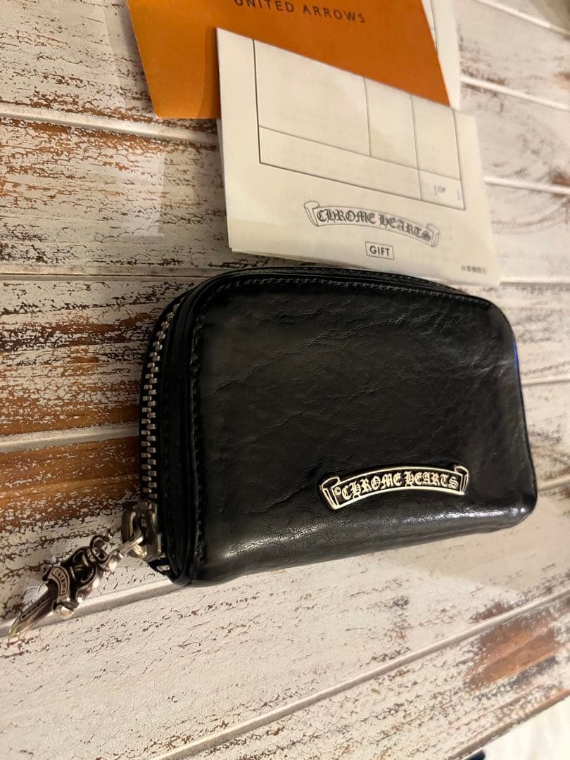 CHROME HEARTS ブラックレザーケース クロムハーツレザーカードケース#2 3ポケット ブラック ヘビーレザー